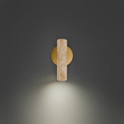 Holden 2-Light Swing Arm Wall Lamp in Beige Travertine/aged Brass