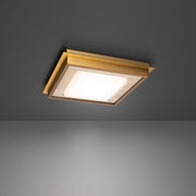 Grandstand Flush Mount in Beige Travertine/aged Brass