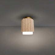 Caviar Flush Mount in Beige Travertine/aged Brass