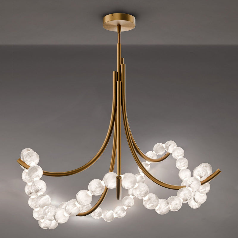 Parel 49-Light Convertible Chandelier in Aged Brass