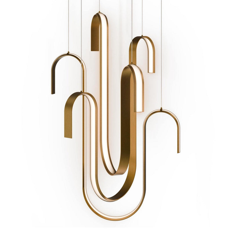 Seahorse 3-Light Pendant in Aged Brass