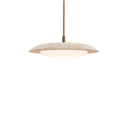 Saturno Pendant in Beige Travertine/aged Brass