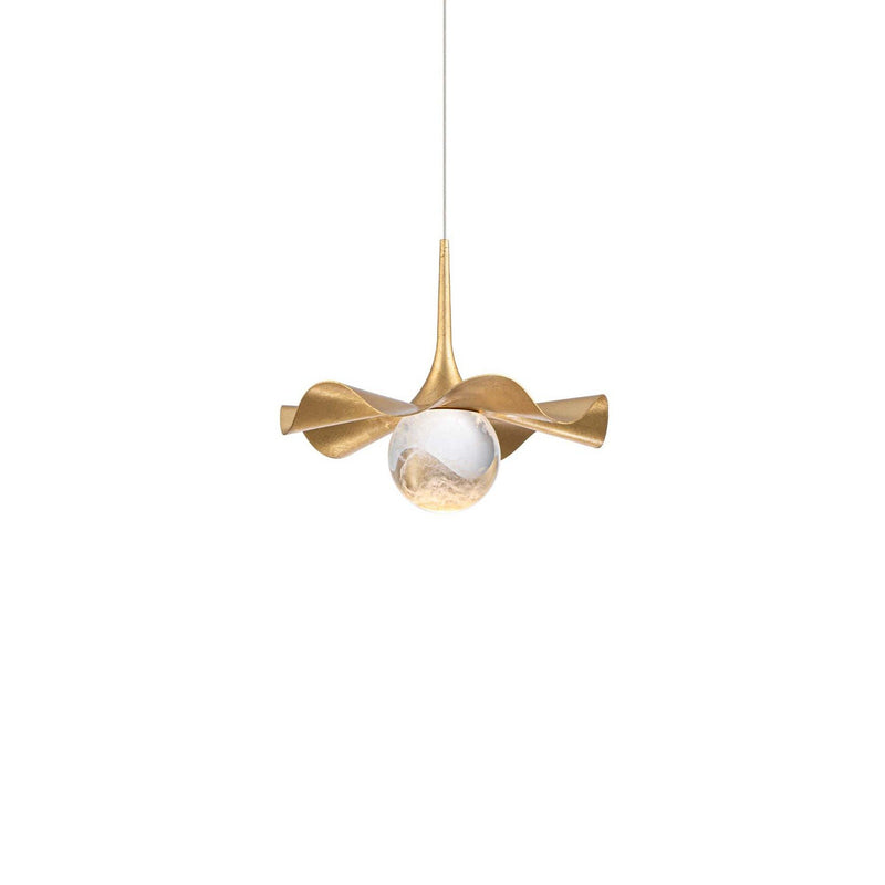 Brimm Mini Pendant in Gold Leaf/aged Brass