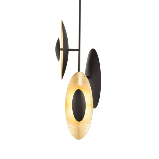 Trixie 3-Light Pendant in Bronze & Gold Leaf