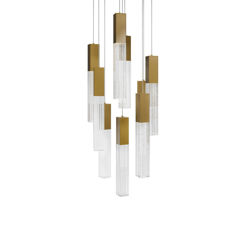 Cinema 9-Light Round Pendant in Aged Brass