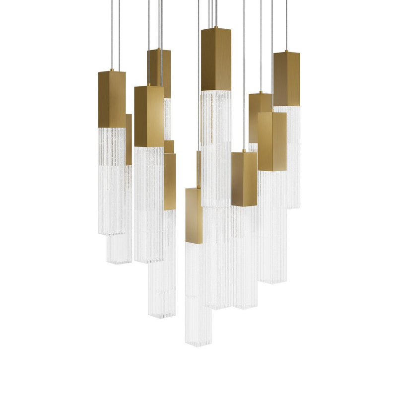 Cinema 15-Light Round Pendant in Aged Brass