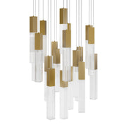 Cinema 21-Light Round Pendant in Aged Brass