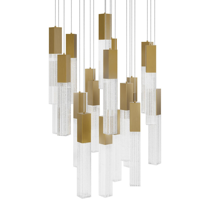 Cinema 21-Light Round Pendant in Aged Brass