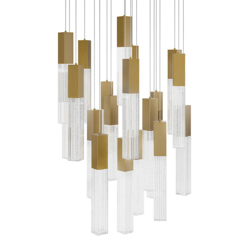 Cinema 21-Light Round Pendant in Aged Brass