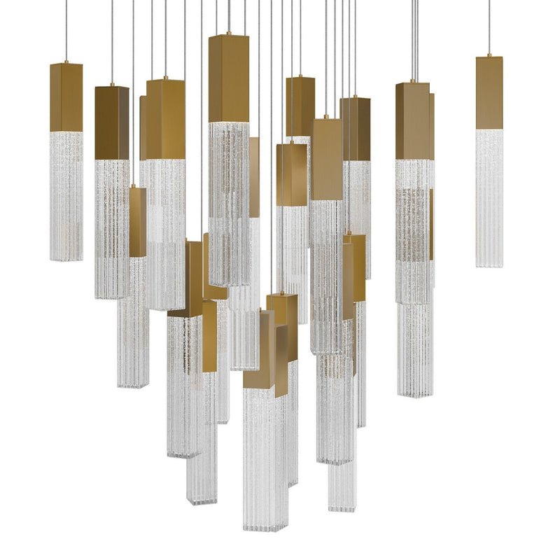 Cinema 25-Light Square Pendant in Aged Brass
