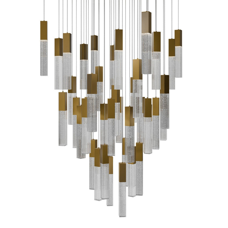 Cinema 41-Light Square Pendant in Aged Brass