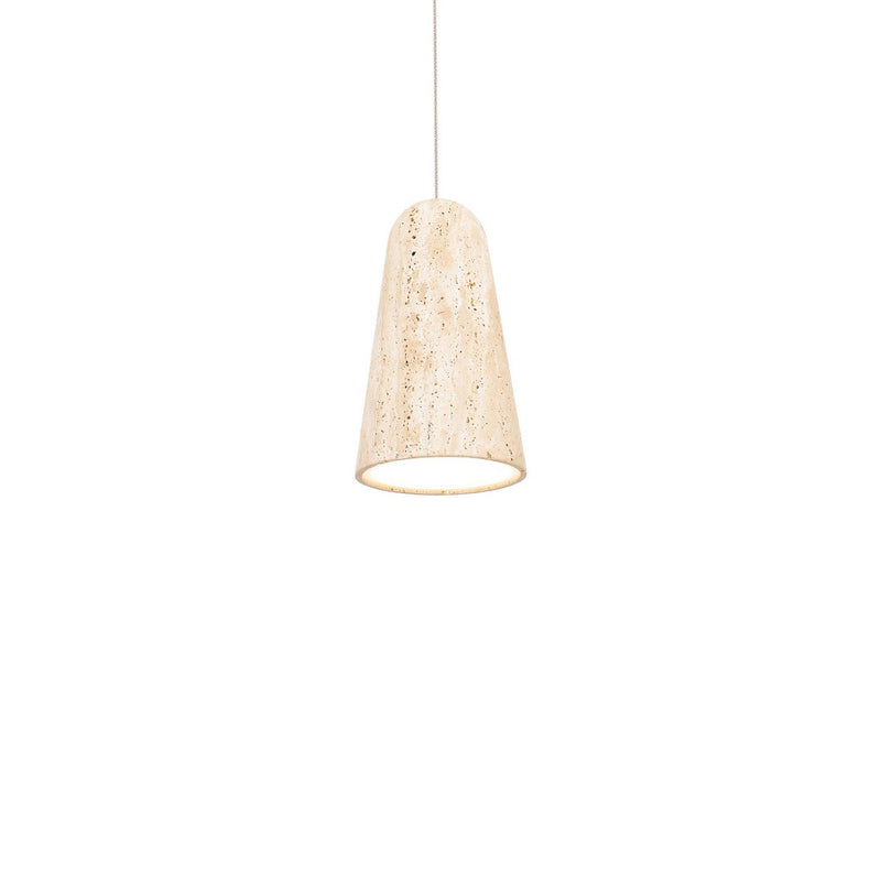 Pompeii Mini Pendant in Beige Travertine/aged Brass