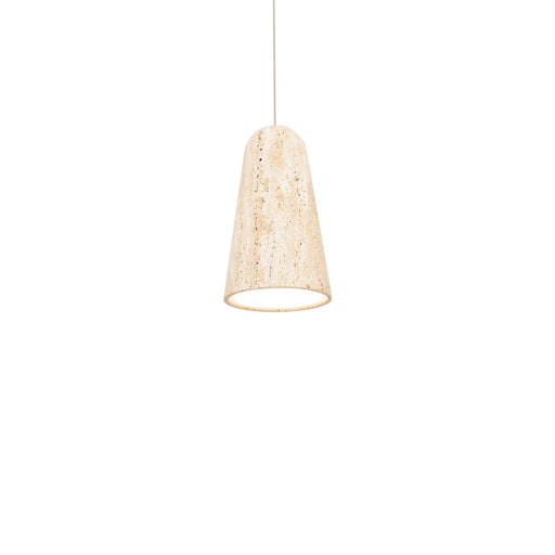 Pompeii Mini Pendant in Beige Travertine/aged Brass