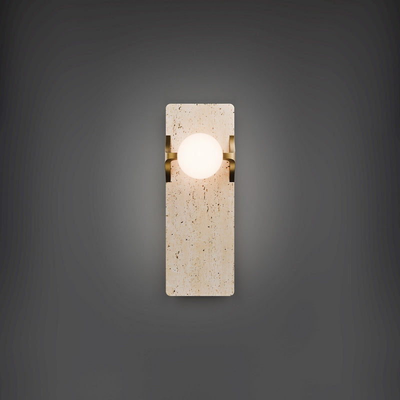 Okemo Wall Sconce in Beige Travertine/aged Brass