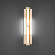 Conan 4-Light Large Wall Sconce in Beige Travertine/aged Brass