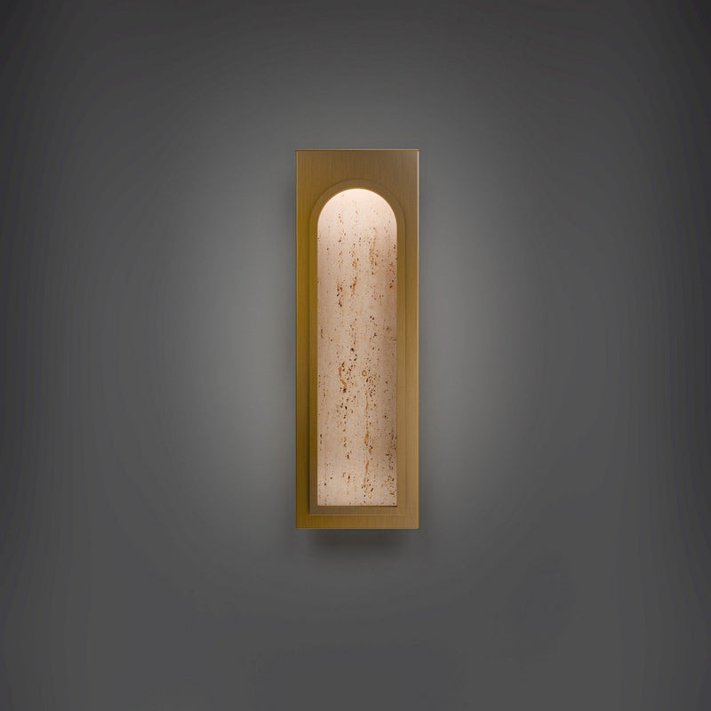 Cadey 19" Wall Sconce in Beige Travertine/aged Brass