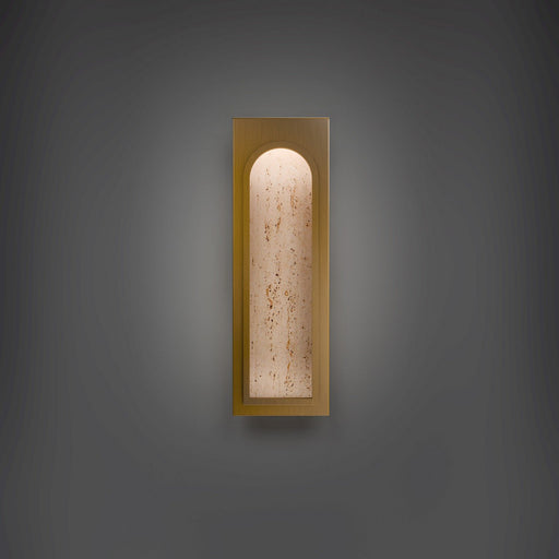 Cadey 19" Wall Sconce in Beige Travertine/aged Brass