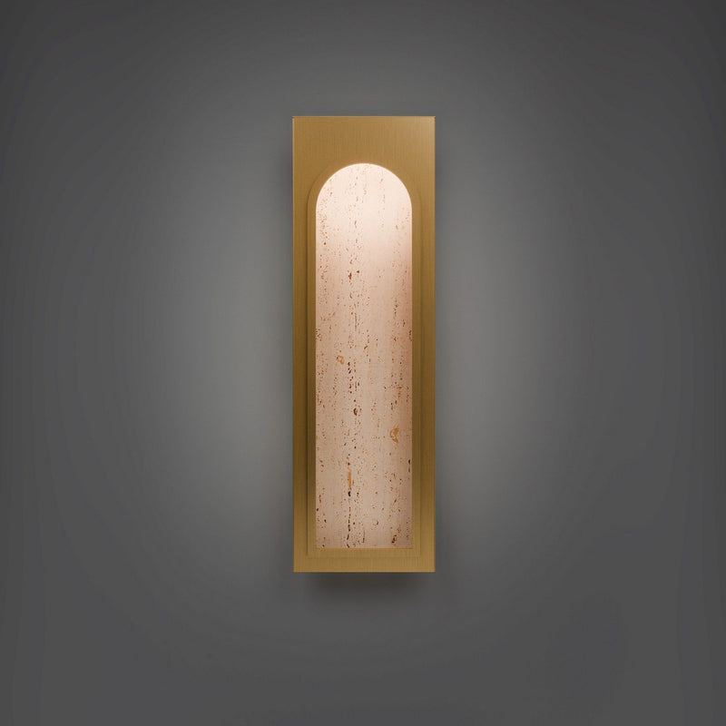 Cadey 24" Wall Sconce in Beige Travertine/aged Brass