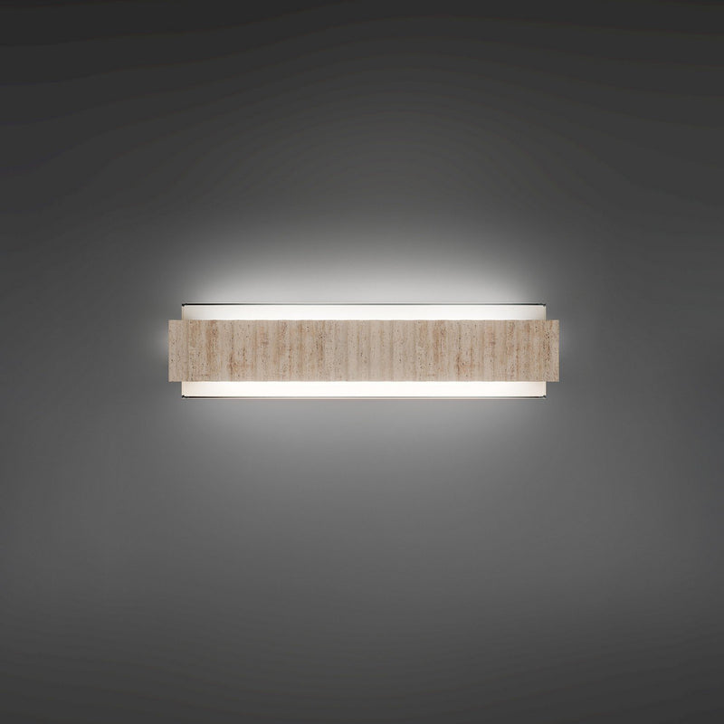 Magnate 2-Light 19" Bath Sconce in Beige Travertine/aged Brass