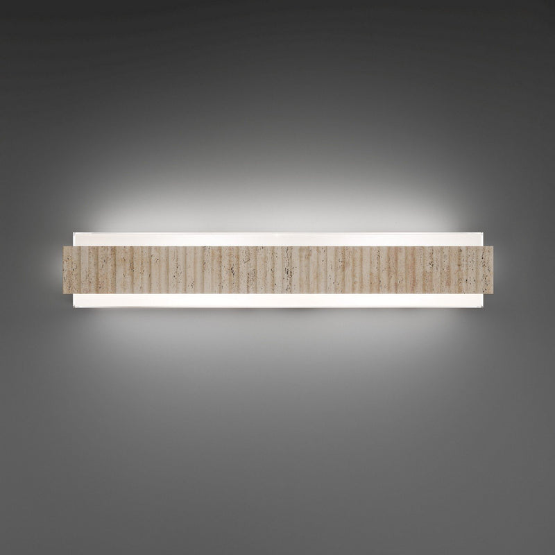 Magnate 2-Light 27" Bath Sconce in Beige Travertine/aged Brass