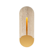 Clog Small Outdoor Wall Sconce in Beige Travertine/aged Brass