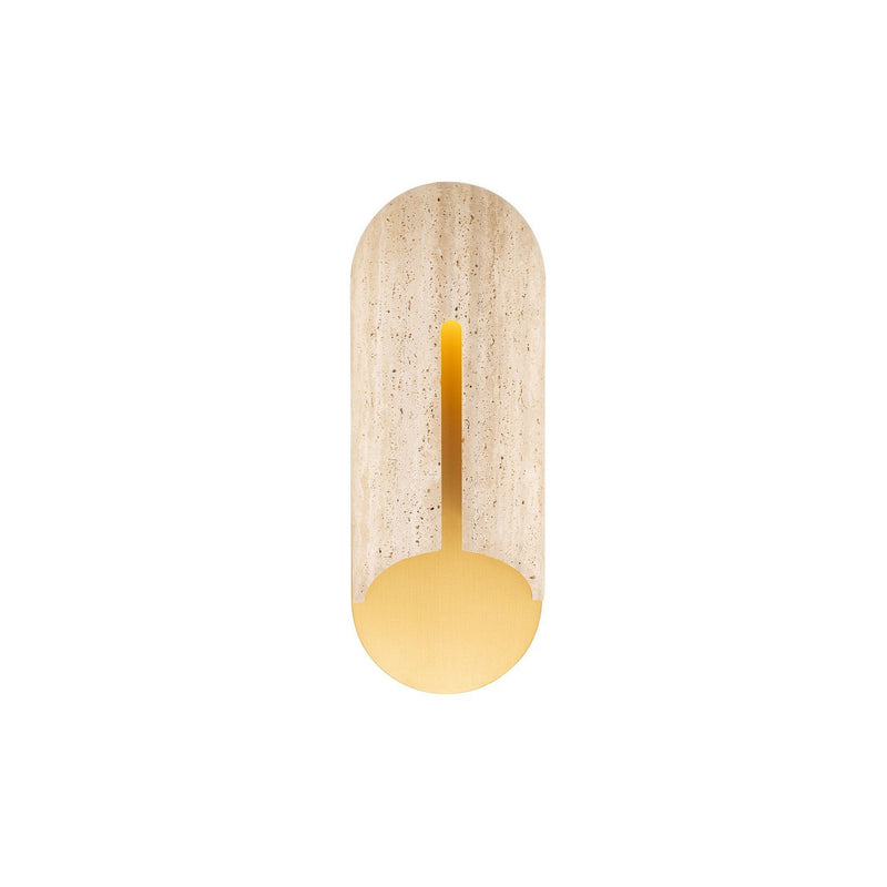 Clog Large Outdoor Wall Sconce in Beige Travertine/aged Brass