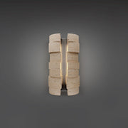 Formation 4-Light Small Outdoor Wall Sconce in Beige Travertine/black