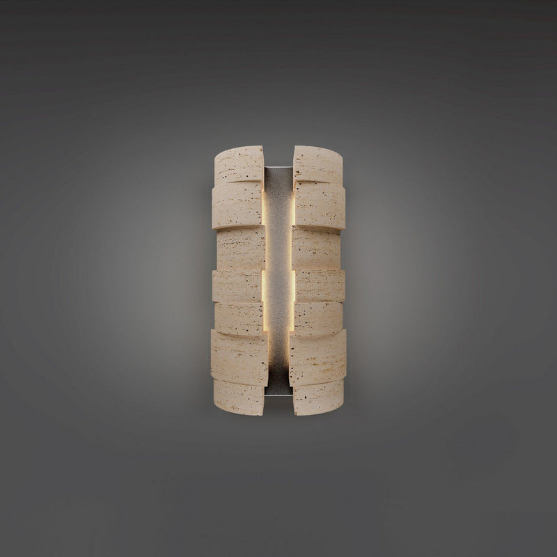 Formation 4-Light Small Outdoor Wall Sconce in Beige Travertine/black