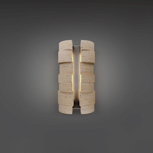 Formation 4-Light Small Outdoor Wall Sconce in Beige Travertine/black
