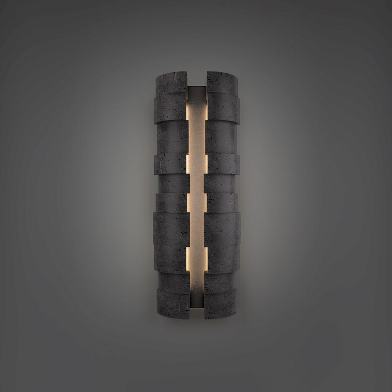 Formation 4-Light Large Outdoor Wall Sconce in Basalt Stone/black