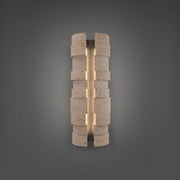Formation 4-Light Large Outdoor Wall Sconce in Beige Travertine/black