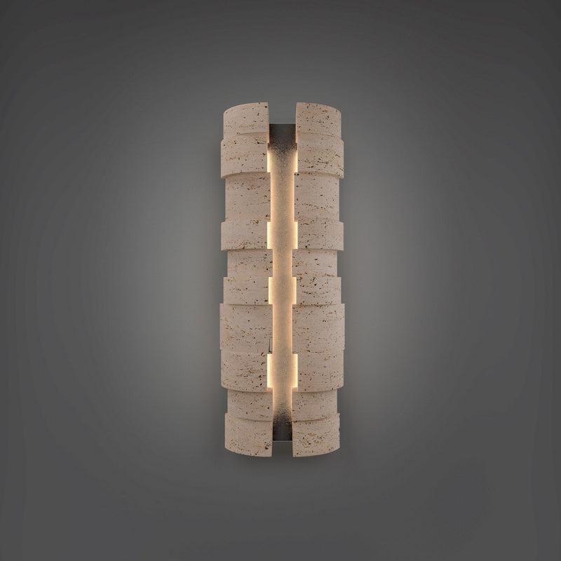 Formation 4-Light Large Outdoor Wall Sconce in Beige Travertine/black