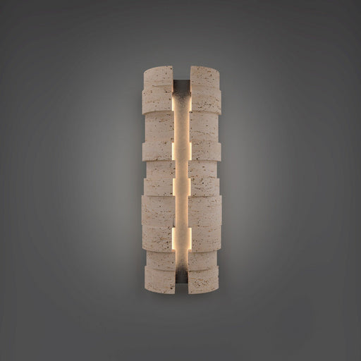 Formation 4-Light Large Outdoor Wall Sconce in Beige Travertine/black