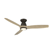 Skylark 54" Outdoor Flush Mount Ceiling Fan with Light in Bronze / White Oak
