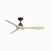 Carve 60" Outdoor Ceiling Fan in Matte Black / White Oak