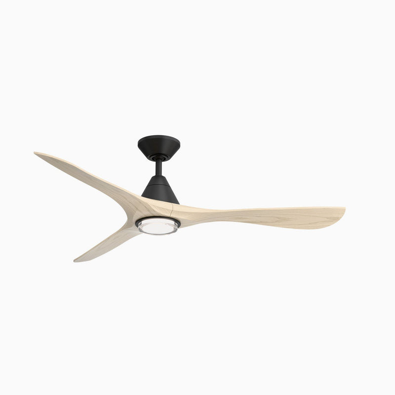 Carve 60" Outdoor Ceiling Fan in Matte Black / White Oak