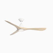 Carve 60" Outdoor Ceiling Fan in Matte White / White Oak