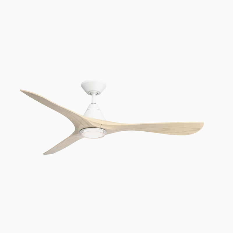 Carve 60" Outdoor Ceiling Fan in Matte White / White Oak