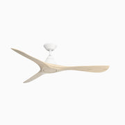 Carve 60" Outdoor Ceiling Fan in Matte White / White Oak