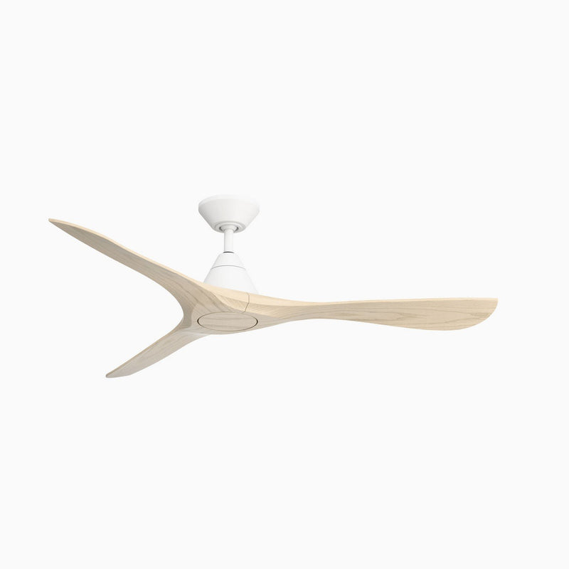 Carve 60" Outdoor Ceiling Fan in Matte White / White Oak
