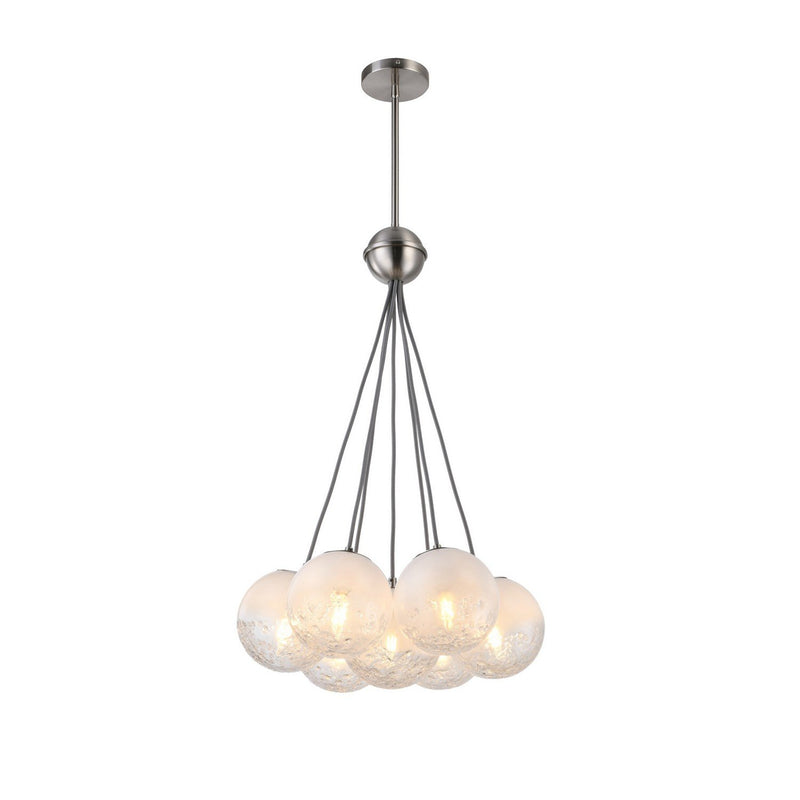 Moonlight 7-Light Globe Cluster Pendant in Satin Nickel