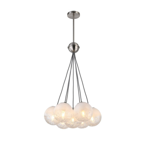 Moonlight 7-Light Globe Cluster Pendant in Satin Nickel