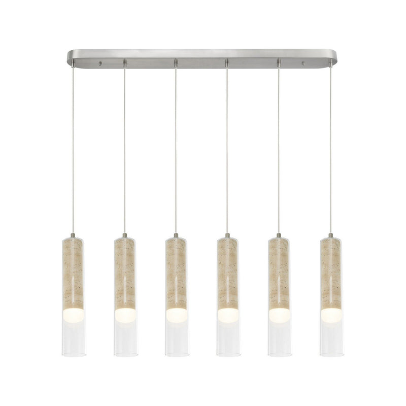 Zara 6-Light LED Linear Pendant in Brushed Nickel