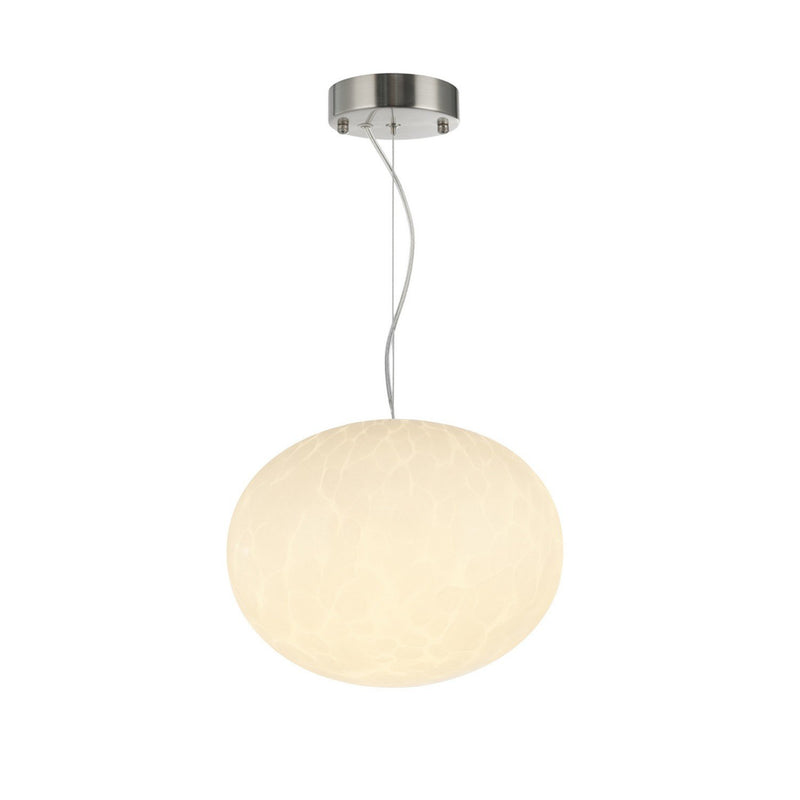 Portico 12" LED Globe Pendant in Satin Nickel