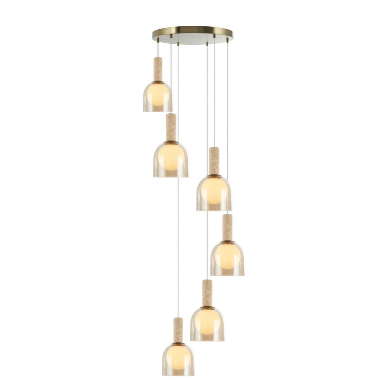 Juna 6-Light Pendant in Brass