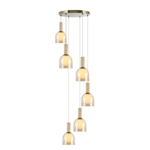 Juna 6-Light Pendant in Brass