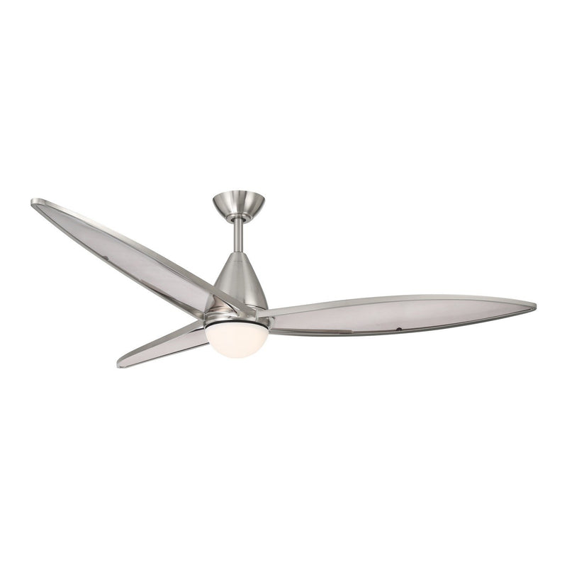 Fleur 64" LED Ceiling Fan in Brushed Nickel / Translucent Grey Smoke