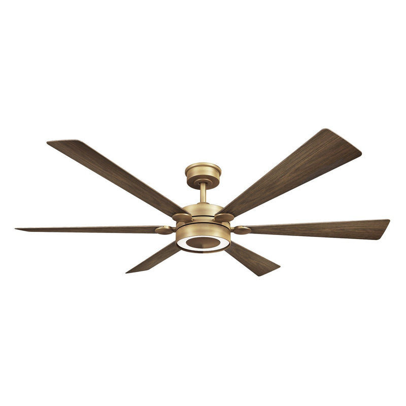 Brenix 60" LED Ceiling Fan in Heritage Brass / Dark Oak