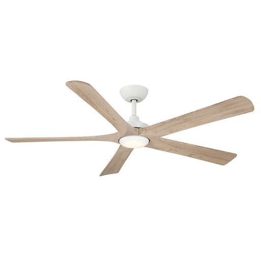 Seressa 56" Outdoor LED Ceiling Fan in Alabaster White / Bleached Wood