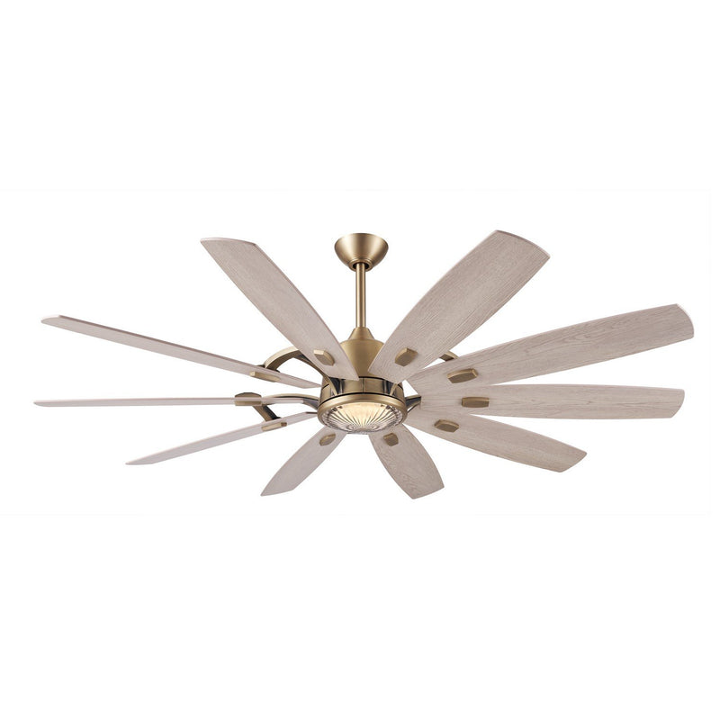Barn 65" LED Ceiling Fan in Legacy Brass / Bleached Wood